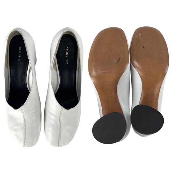 Celine White Block Heels - Picture 5 of 7